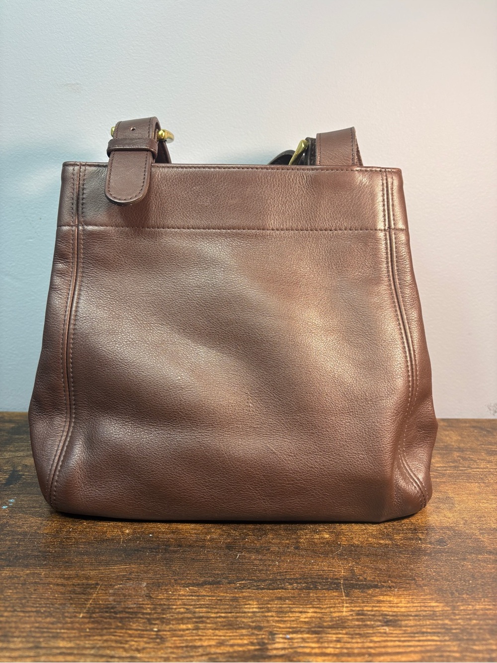 Coach Brown Leather Shoulder Bag with Gold Hardware